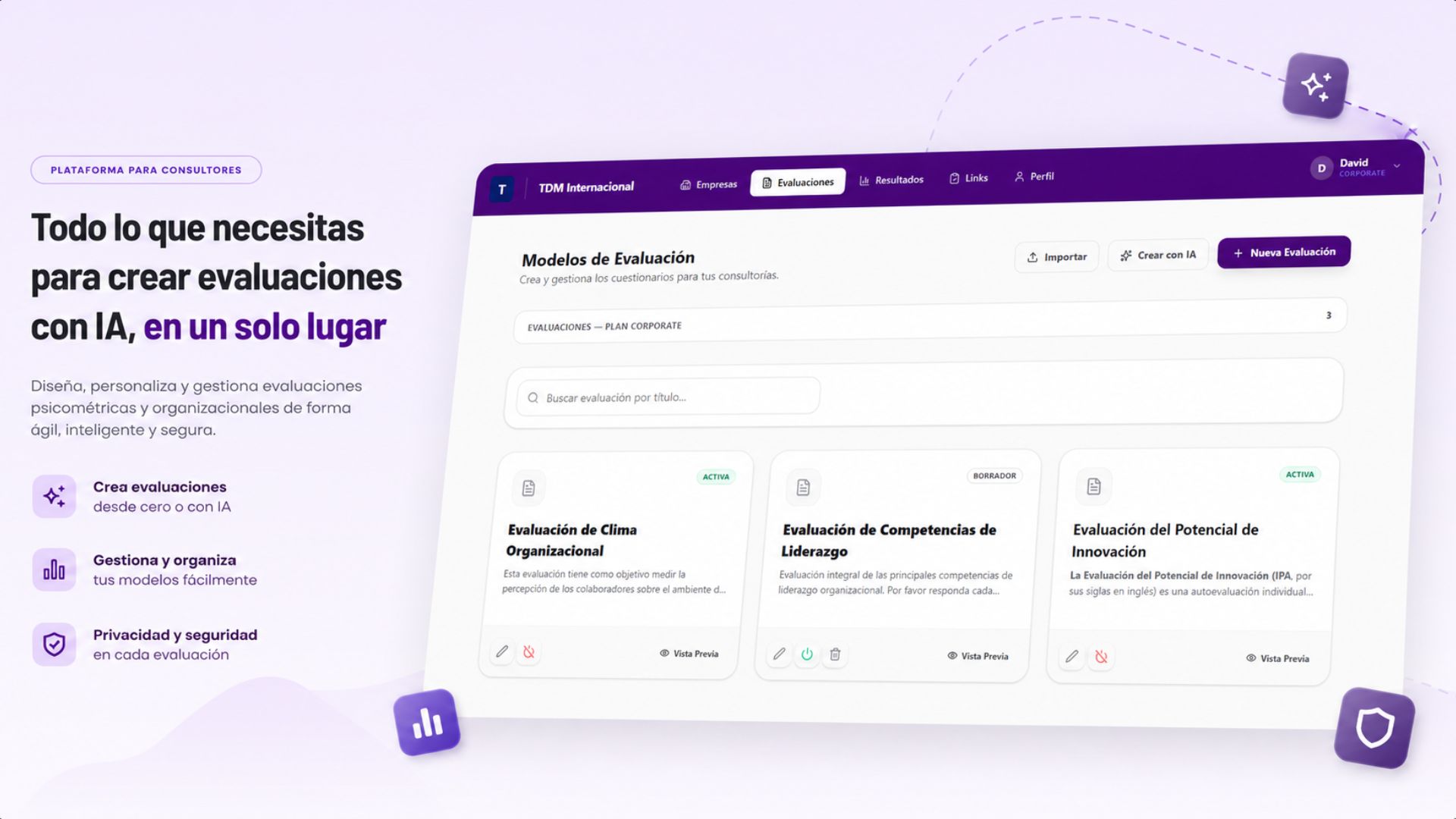 Vista principal del dashboard del consultor de AI People Metrics